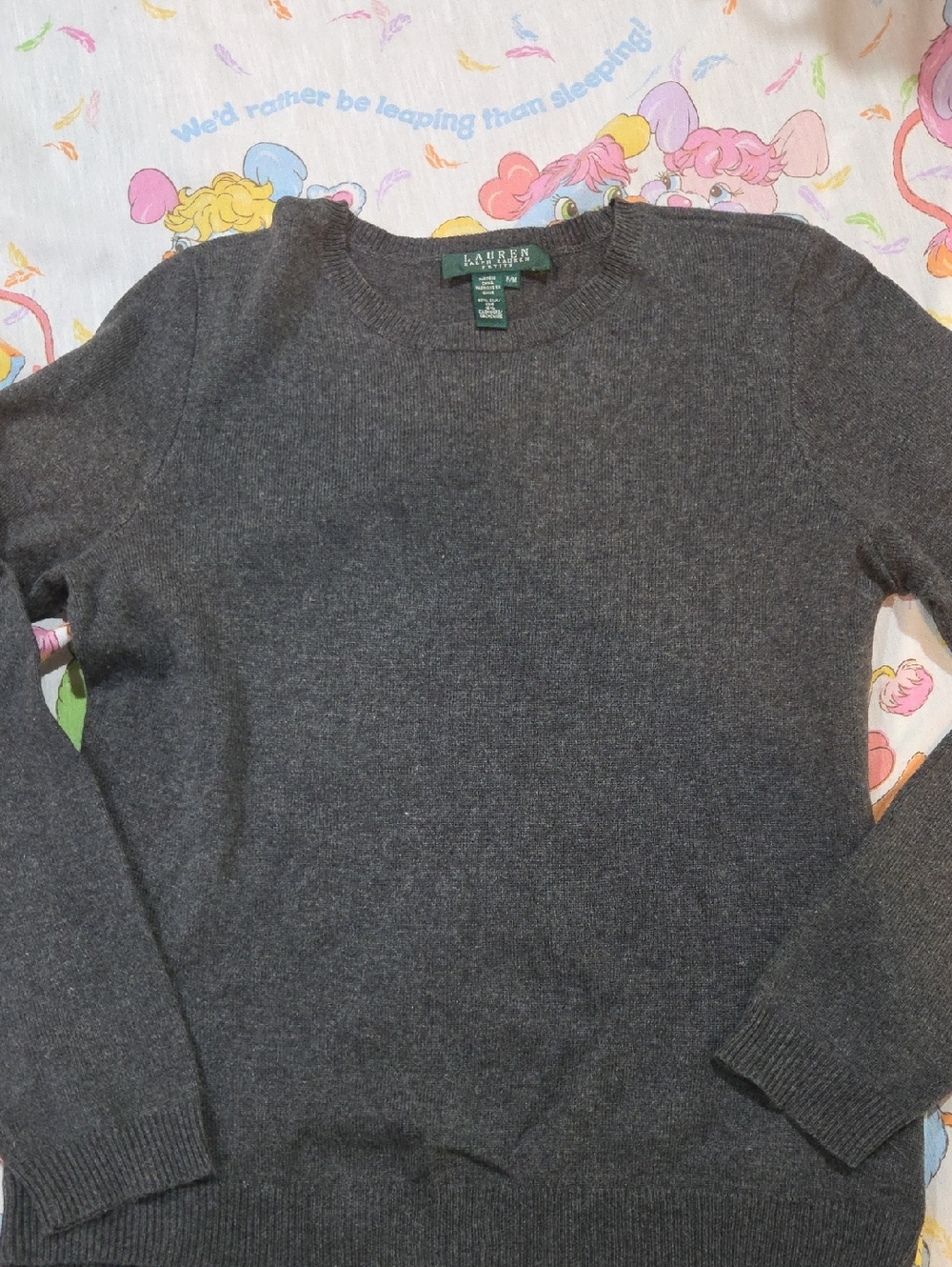 Lauren Ralph Lauren Dark Gray Crewneck Sweater Petite Medium